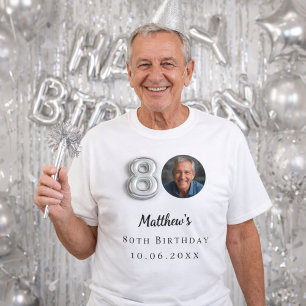 Silbernes Foto zum 80. Geburtstag T-Shirt