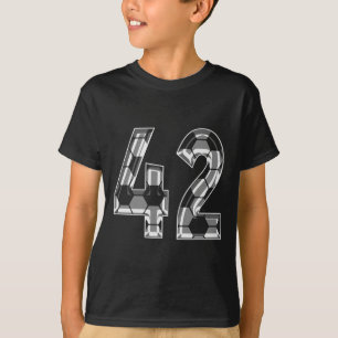 Silbernes Fußballmuster Nummer 42 Trikot Spieler T T-Shirt