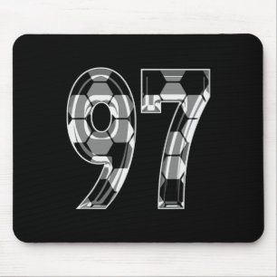 Silbernes Fußballmuster Nummer 97 Trikot Spieler T Mousepad
