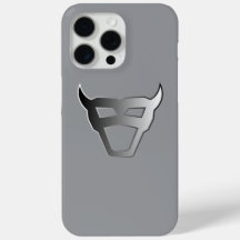 Silbernes geometrisches Stier-Logo im Chrome-Look