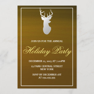 Silbernes Geweih-Goldfeiertags-Party Einladung