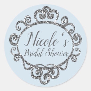 Silbernes Glitter-Funkel-Geburtstagsfeier-Mitgebse Runder Aufkleber