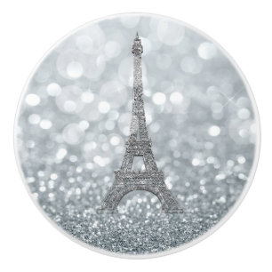 Silbernes Glitter Funkeln Paris Eiffelturm Glam Keramikknauf
