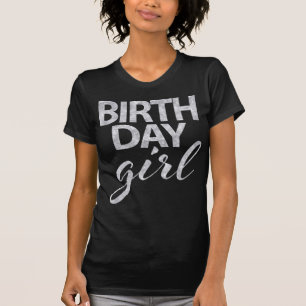 Silbernes Glitter Geburtstagsgirl-Shirt T-Shirt