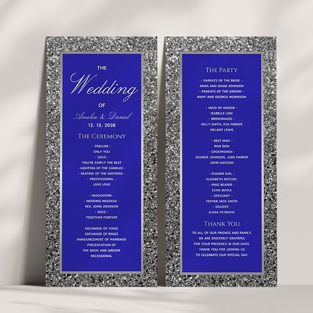 Silbernes Glitter-Hochzeitsprogramm Programm (Von Creator hochgeladen)