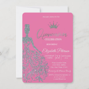 Silbernes Glitter-Kleid Mädchen Schick Fuchsia Einladung