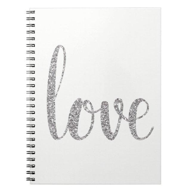 Silbernes Glitter-Liebenotizbuch Notizblock (Vorderseite)