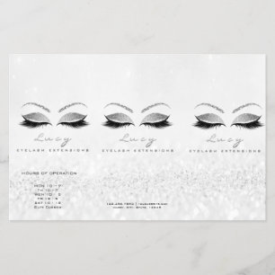 Silbernes Glitter-Makeup Eye Name Wimpern DL-Blatt Flyer