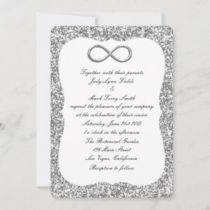 Silbernes Glitter-Silber-Unendlichkeits-Hochzeitse Einladung