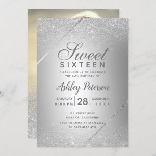 Silbernes Glitter-Skript des Chic metallischer Einladung