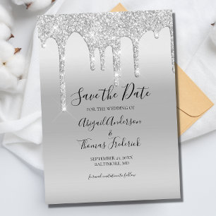 Silbernes Glitter-Trend Elegant  Save The Date