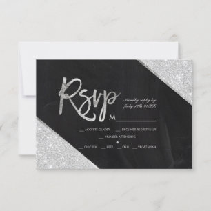 Silbernes Glittertafelskript-Hochzeit uAwg RSVP Karte