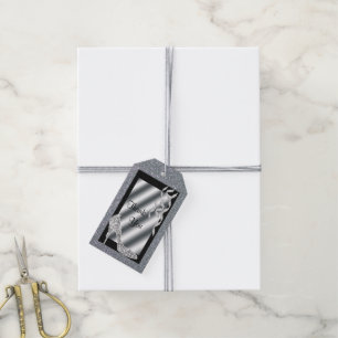 Silbernes Glittery Stilett u. Ausläufer-45. Geschenkanhänger