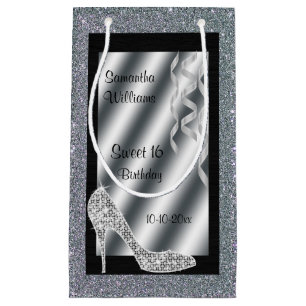 Silbernes Glittery Stilett u. Ausläufer-Bonbon 16 Kleine Geschenktüte