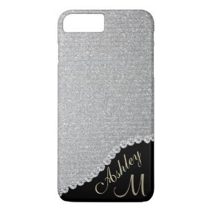 Silbernes Glitzer-und Diamant-Blick-Monogramm Case-Mate iPhone Hülle