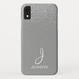 Silbernes Glitzer-und Schein-Monogramm Case-Mate iPhone Hülle