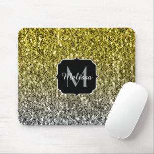 Silbernes goldenes dunkles Funkeln Glitter Ombre M Mousepad