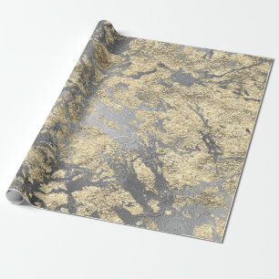 Silbernes Grau-abstraktes flüssiges Ebenen-Gold Geschenkpapier