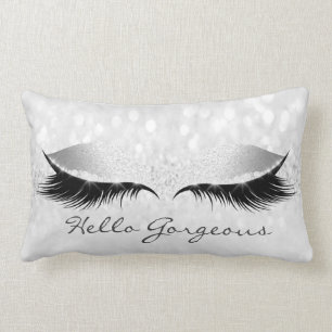 Silbernes Grau-Girly Make-up peitscht hallo Lendenkissen