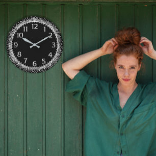 Silbernes Grau-Kristall-Glitzer-arabische Große Wanduhr