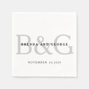 Silbernes Grau-Monogramm-Wedding Papierservietten