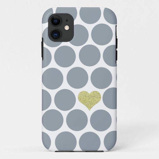 Silbernes Grau-Polka-Punkt-Glitzer-Herz iPhone Case-Mate iPhone Hülle (Rückseite)