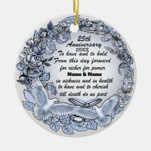 Silbernes Hochzeitjubiläum Keramik Ornament