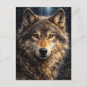 Silbernes Holz Wolf Wildlife Art Postkarte