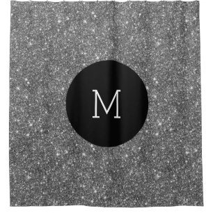 Silbernes Imitat-Glitzer-Muster-Girly Monogramm Duschvorhang