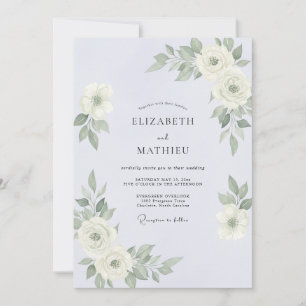 Silbernes Immergrün-Laub-Eukalyptus-Hochzeit Einladung