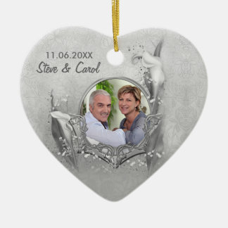 Silbernes Jahrestags-Foto-Andenken des Calla-60. Keramik Ornament