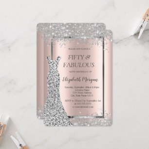 Silbernes Kleid Glitter Konfetti Roségold 50. Einladung