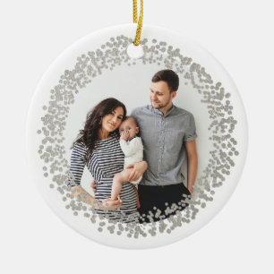 Silbernes Konfetti-Feiertagsfoto Weihnachten Keramikornament