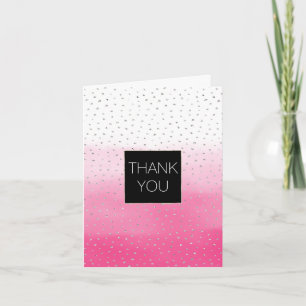 Silbernes Konfetti Pink Ombre Wasserfarbe Dankeskarte