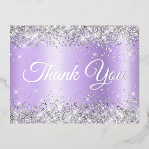 Silbernes Lavendel Ombre 21. Geburtstag Danke Folie Einladungspostkarte