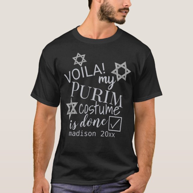 Silbernes lustiges Purim Namenskostüm Magen David T-Shirt (Vorderseite)