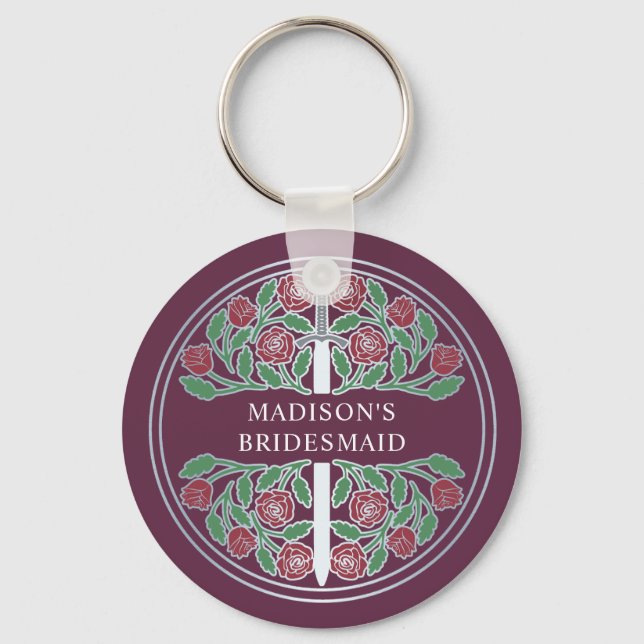 Silbernes Malvenblumen-Brautjungfer-Geschenk zur k Schlüsselanhänger (Vorderseite)