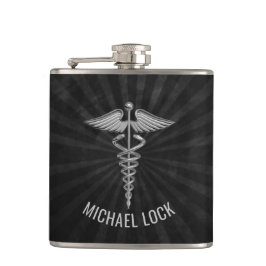 Silbernes medizinisches Symbol-personalisierte Flachmann