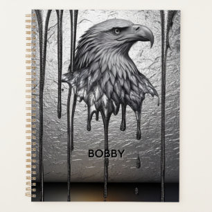 Silbernes Metalladler-Emblem mit tropfender Farbe Planer