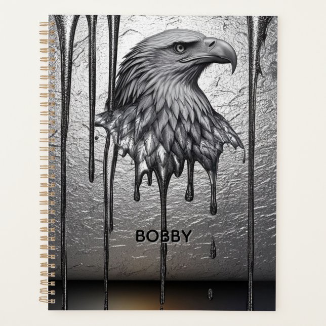 Silbernes Metalladler-Emblem mit tropfender Farbe Planer (Vorderseite)