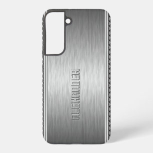 Silbernes Metallic gebürstetes Aluminium geometris Samsung Galaxy Hülle