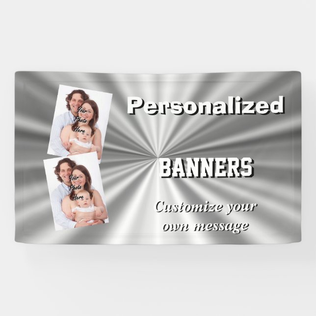 Silbernes metallisches graues minimales des banner (Horizontal)