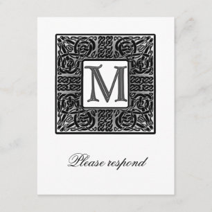 Silbernes monogrammiertes keltisches Hochzeits-RSV RSVP Karte