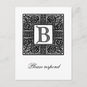 Silbernes monogrammiertes keltisches Hochzeits-RSV RSVP Karte