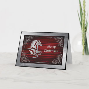 Silbernes Pferdesilhouette Feiertagskarte