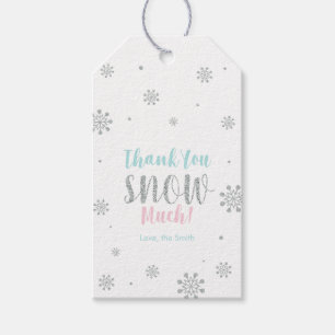 Silbernes, rosa und blaues Winter-Wunderland Danke Geschenkanhänger