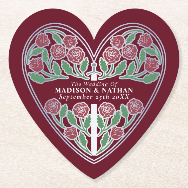 Silbernes rotes königliches mittelalterliches flor untersetzer (Vorderseite)