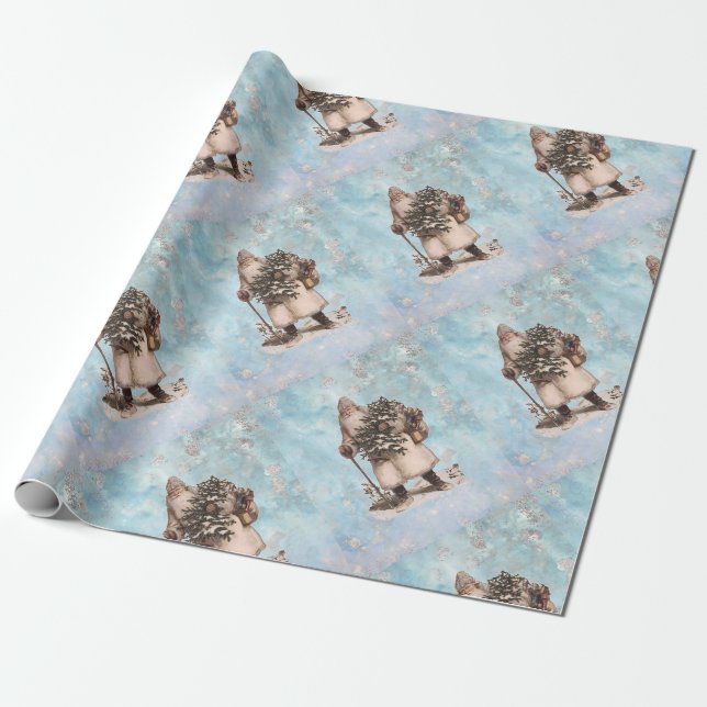 Silbernes Schnee-Fallen Vintages Geschenkpapier (Ungerollt)
