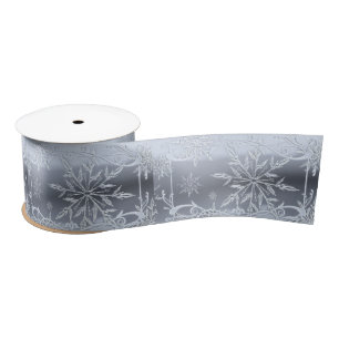 Silbernes Schneeflockeband Satinband