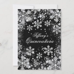 Silbernes Schneeflocken-Winter-Wunderland Quincean Einladung